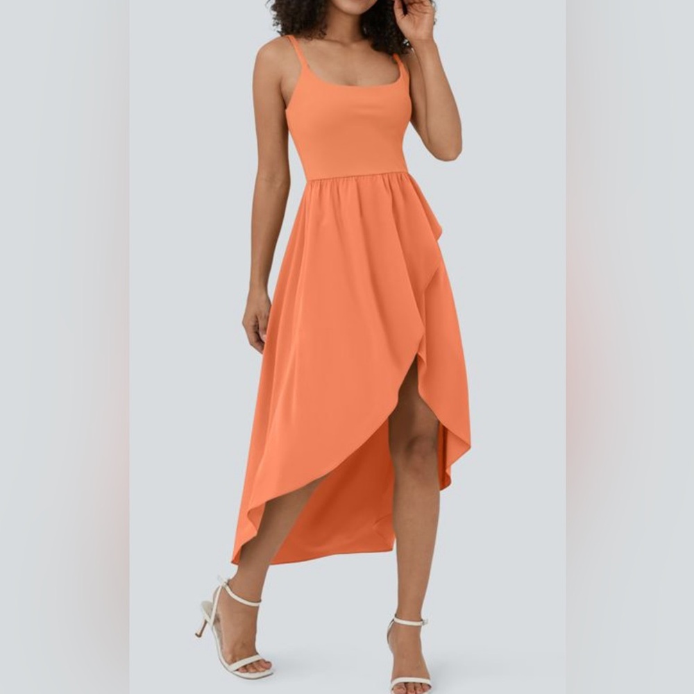 Halara Breezeful Backless High Low 2-Piece Flowy Midi Casual Dress Quick Dry